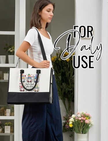InnoBeta Gnome Gifts for Women, Gnome Tote Bag with Top Zipper Closure and Shoulder Strap in Saudi Arabia