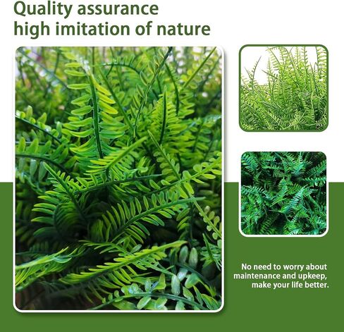 20 Bundles Artificial Plants, Fake Boston Fern Greenery Outdoor UV Resistant No Fade Faux Plastic Plants Garden Porch Window Box Decorating in Saudi Arabia