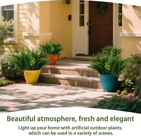 20 Bundles Artificial Plants, Fake Boston Fern Greenery Outdoor UV Resistant No Fade Faux Plastic Plants Garden Porch Window Box Decorating in Saudi Arabia
