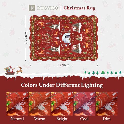 Christmas Runner Rug Scalloped Runners for Hallways, Red Kitchen Rugs Non-Slip Washable Entryway Bathroom Rugs, Holiday Tree Snow Winter Xmas Floor Carpet for Hall Bedroom in Saudi Arabia