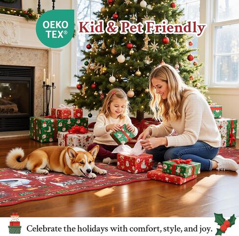 Christmas Runner Rug Scalloped Runners for Hallways, Red Kitchen Rugs Non-Slip Washable Entryway Bathroom Rugs, Holiday Tree Snow Winter Xmas Floor Carpet for Hall Bedroom in Saudi Arabia