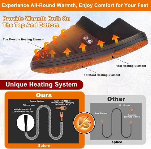Heated Slippers, BIAL Unisex Electric Heating Pad for Feet, Rechargeable Battery Shoes Heat Foot Warmer Feet Warmer Winter Slipper Cold Weather Slippers for Men Women in Kuwait