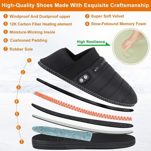 Heated Slippers, BIAL Unisex Electric Heating Pad for Feet, Rechargeable Battery Shoes Heat Foot Warmer Feet Warmer Winter Slipper Cold Weather Slippers for Men Women in Kuwait