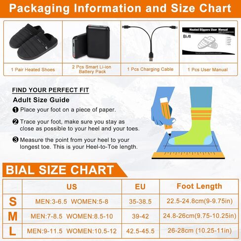 Heated Slippers, BIAL Unisex Electric Heating Pad for Feet, Rechargeable Battery Shoes Heat Foot Warmer Feet Warmer Winter Slipper Cold Weather Slippers for Men Women in Kuwait