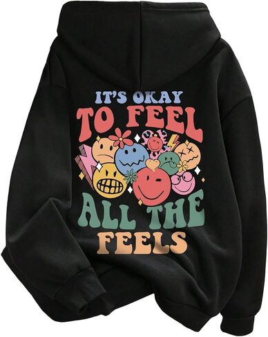 Floerns Women's Plus Size Graphic Hoodie Sweatshirt Pocket Drawstring Long Sleeve Pullover in Saudi Arabia