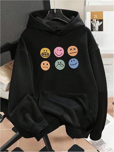 Floerns Women's Plus Size Graphic Hoodie Sweatshirt Pocket Drawstring Long Sleeve Pullover in Saudi Arabia