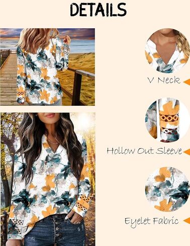 Magritta Womens Long Sleeve Casual Tunic Tops 2025 Winter Loose Dressy Shirts V Neck Flare Blouses in Saudi Arabia