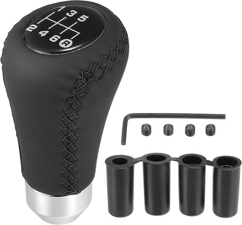 X AUTOHAUX Black Universal 6 Speed Auto Car Gear Lever Shifter Manual Stick Shift Knob PU Leather Black Stitches in Saudi Arabia