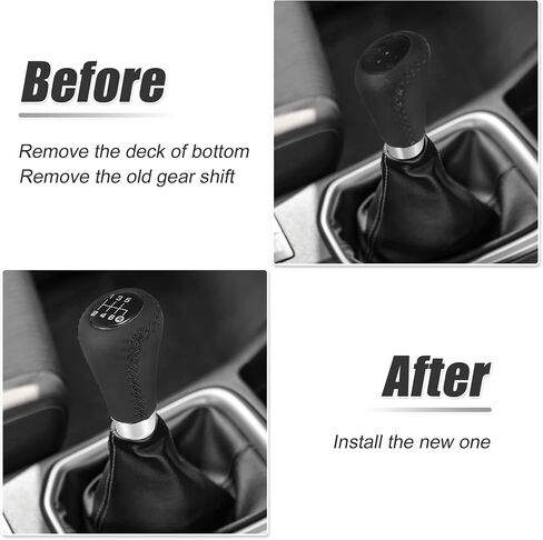 X AUTOHAUX Black Universal 6 Speed Auto Car Gear Lever Shifter Manual Stick Shift Knob PU Leather Black Stitches in Saudi Arabia