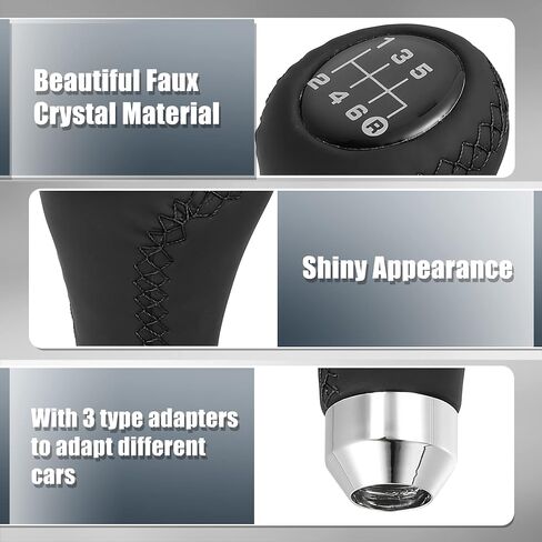 X AUTOHAUX Black Universal 6 Speed Auto Car Gear Lever Shifter Manual Stick Shift Knob PU Leather Black Stitches in Saudi Arabia