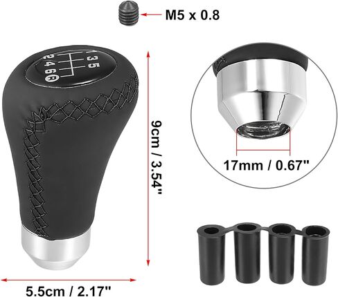 X AUTOHAUX Black Universal 6 Speed Auto Car Gear Lever Shifter Manual Stick Shift Knob PU Leather Black Stitches in Saudi Arabia