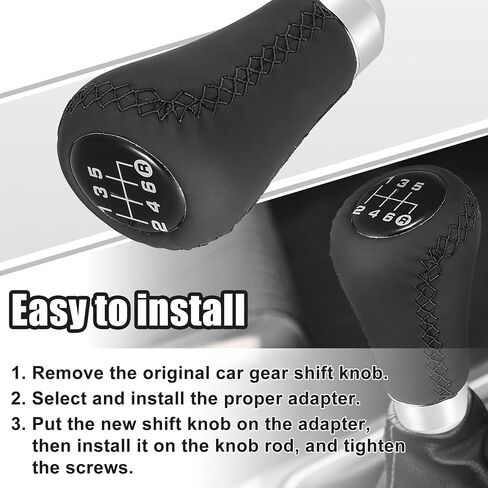 X AUTOHAUX Black Universal 6 Speed Auto Car Gear Lever Shifter Manual Stick Shift Knob PU Leather Black Stitches in Saudi Arabia