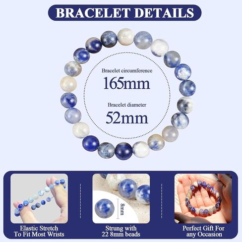 Birthday Gift for Her,Bracelets for Her,Natural Stone Bracelets for Daughters and Granddaughters.Handcrafted Elastic String Crystal Gem Beads. in Saudi Arabia