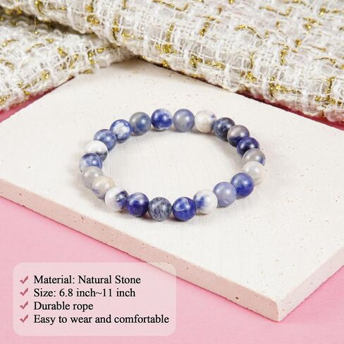 Birthday Gift for Her,Bracelets for Her,Natural Stone Bracelets for Daughters and Granddaughters.Handcrafted Elastic String Crystal Gem Beads. in Saudi Arabia