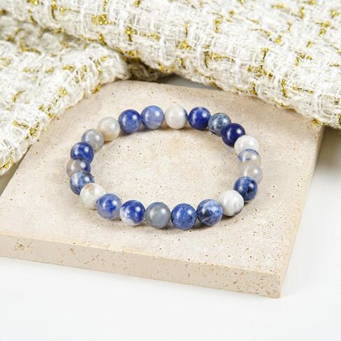 Birthday Gift for Her,Bracelets for Her,Natural Stone Bracelets for Daughters and Granddaughters.Handcrafted Elastic String Crystal Gem Beads. in Saudi Arabia