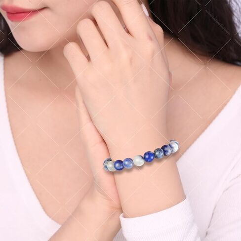 Birthday Gift for Her,Bracelets for Her,Natural Stone Bracelets for Daughters and Granddaughters.Handcrafted Elastic String Crystal Gem Beads. in Saudi Arabia