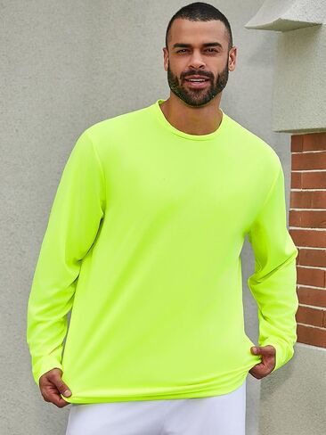 Men's Long Sleeve T-Shirt Crew Neck Quick-Dry Lightweight Moisture Wicking Shirt Workout Athletic Sun Protection Tee in Saudi Arabia