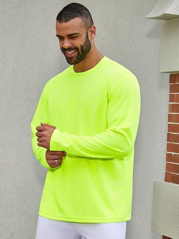Men's Long Sleeve T-Shirt Crew Neck Quick-Dry Lightweight Moisture Wicking Shirt Workout Athletic Sun Protection Tee in Saudi Arabia