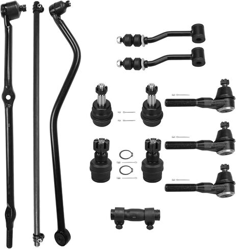 IRONTEK 13 قطعة طقم تعليق أمامي Pitman Arm داخلي وخارجي قضيب ربط ينتهي بمفاصل كروية علوية وسفلية قضيب مسار شريط ربط قضيب ضبط كم لـ 1991-2001 لسيارة جيب شيروكي، 1991-1992 لسيارة جيب كومانش in Saudi Arabia