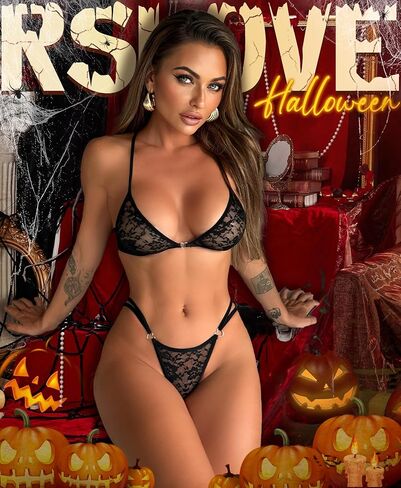 RSLOVE Women's Sexy Lingerie Set - 2 Piece Floral Lace Bra and Panty Sets Exotic Lingerie with Heart Ring Detail in Kuwait