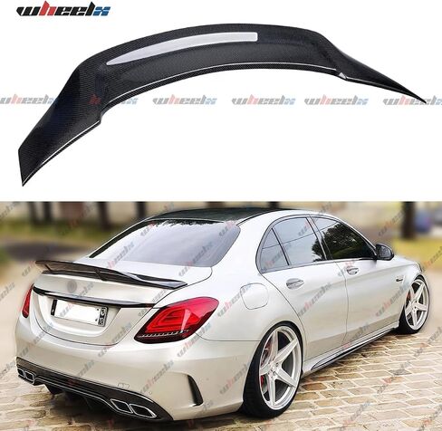 Real Carbon Fiber Rear Spoiler Compatible with 2015-2021 Benz W205, R Style Duckbill Trunk High Kick Tail Deck Lid Splitter Wing Lip fits for C63 C180 C200 C250 C300 C350 C400 C450 C43 AMG in Saudi Arabia