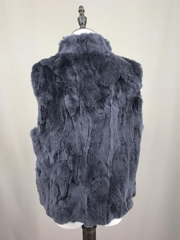 LVCOMEFF Women Real Rex Rabbit Fur Vest Furry Fluffy Classic With High Collar Sleeveless Outwear Top in Kuwait