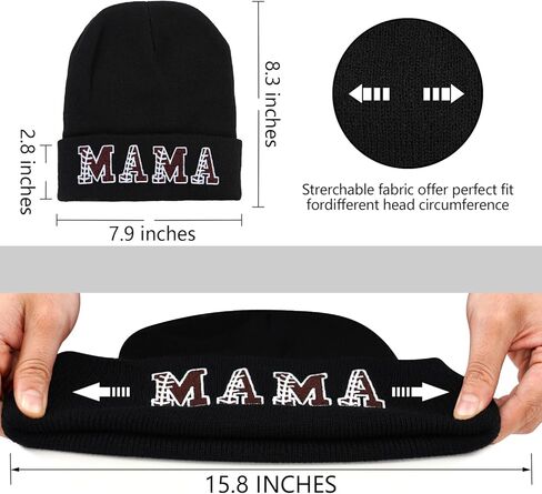 ماما قبعة صغيرة مطرزة هدايا عيد الأم للأم أمي ماما لينة قابل للغسل الشتاء متماسكة مكبل قبعة in Kuwait