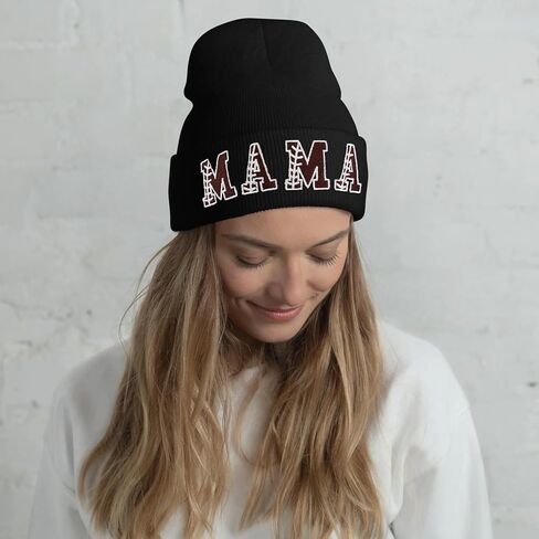 ماما قبعة صغيرة مطرزة هدايا عيد الأم للأم أمي ماما لينة قابل للغسل الشتاء متماسكة مكبل قبعة in Kuwait