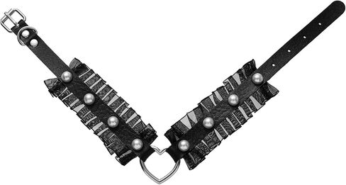 FM FM42 Multicolor PU Simulated Leather Pearl Rivets Heart Ring Lace Collar Choker Necklace in Saudi Arabia