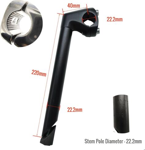 Road Bike Stem Half Aluminum Alloy Axe Handle Stem with 40 X 22.2 X 220MM Forward Extension Fixed Gear Bicycle Gooseneck Handlebar Stem in Kuwait