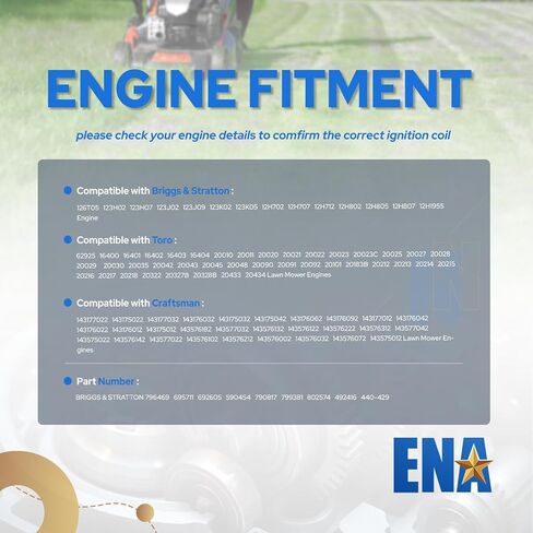 ENA 796964 Ignition Coil Compatible with Briggs and Stratton 123H02 123H07 123J02 123J09 Engines Fit for Toro Craftsman Lawn Mower Replacement for 590454 695711 555530 802574 Armature Magneto in Saudi Arabia