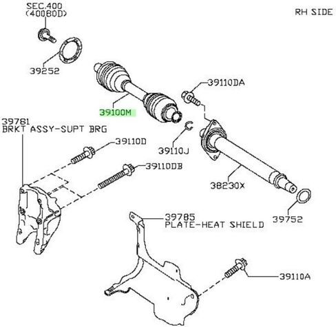 PARTS NO# 39100-5DC0C 39100-5DC0C Right front half axis 1pack in Saudi Arabia