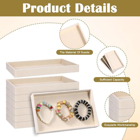 12 Pack Velvet Jewelry Trays,Stackable Jewelry Drawers 8.3x5x1inches Storage Trays for Display Beads Bracelets Necklaces Ring Earrings (Beige) in Saudi Arabia