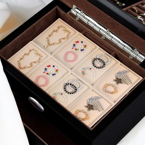12 Pack Velvet Jewelry Trays,Stackable Jewelry Drawers 8.3x5x1inches Storage Trays for Display Beads Bracelets Necklaces Ring Earrings (Beige) in Saudi Arabia