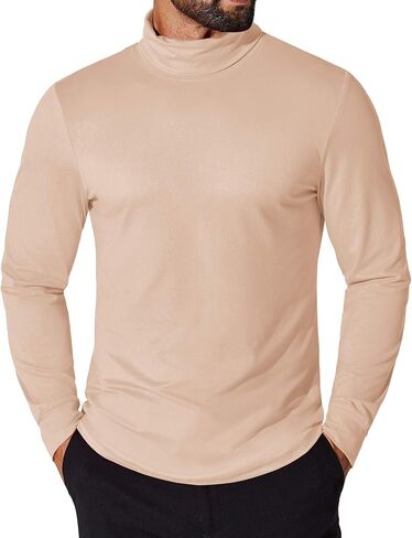 COOFANDY Men's Turtleneck T Shirt Long Sleeve Pullover Sweater Slim Fit Lightweight Thermal Undershirt Tops in Saudi Arabia