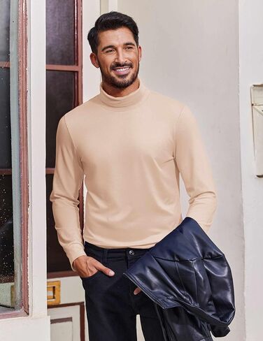 COOFANDY Men's Turtleneck T Shirt Long Sleeve Pullover Sweater Slim Fit Lightweight Thermal Undershirt Tops in Saudi Arabia