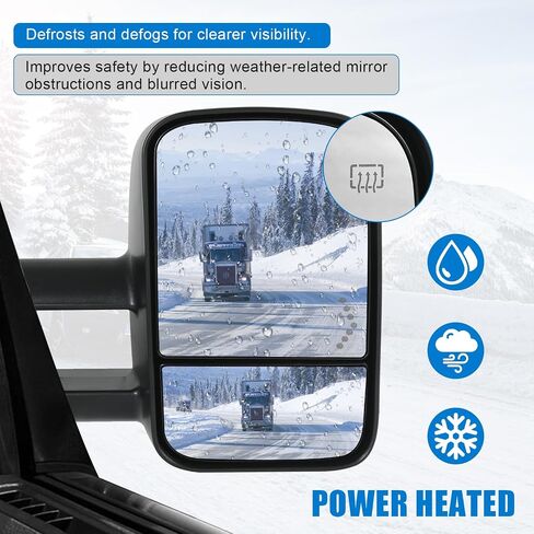 JDMSPEED Pair Tow Mirror Compatible with 2007-2014 Chevy Silverado GMC Sierra 1500 2500HD 3500HD with Power Heated Puddle Light Led Signal Manual Folding Power Adjustable Glass Dual Glass in Saudi Arabia