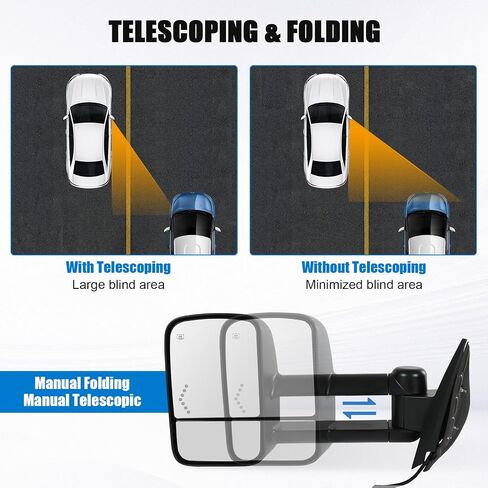 JDMSPEED Pair Tow Mirror Compatible with 2007-2014 Chevy Silverado GMC Sierra 1500 2500HD 3500HD with Power Heated Puddle Light Led Signal Manual Folding Power Adjustable Glass Dual Glass in Saudi Arabia