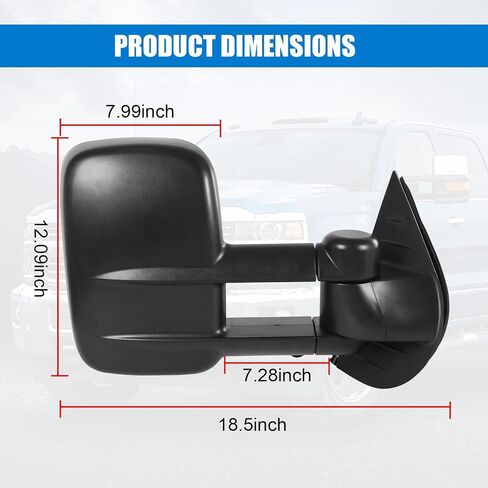 JDMSPEED Pair Tow Mirror Compatible with 2007-2014 Chevy Silverado GMC Sierra 1500 2500HD 3500HD with Power Heated Puddle Light Led Signal Manual Folding Power Adjustable Glass Dual Glass in Saudi Arabia