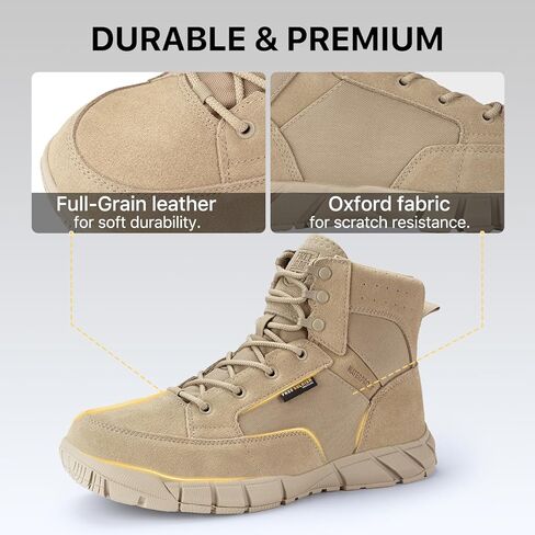 FREE SOLDIER Waterproof Hiking Work Boots Men's Tactical Boots 6 Inches Lightweight Military Boots Breathable Desert Boots(Tan 7.5) in Kuwait