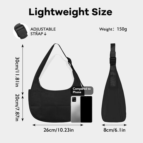 LJCZKA Small Puffer Crescent Shoulder Bag for Women Nylon Quilted Underarm Purses Puffy Handbags with Adjustable Strap in Saudi Arabia