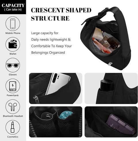 LJCZKA Small Puffer Crescent Shoulder Bag for Women Nylon Quilted Underarm Purses Puffy Handbags with Adjustable Strap in Saudi Arabia