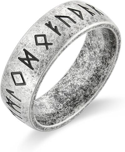 Vintage Viking Rune Ring for Men, Stainless Steel Norse Amulet Rings, Size 7-12 in Saudi Arabia