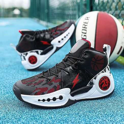 Kids Basketball Shoes Boys Girls High Top Sneakers Comfy Breathable Outdoor Cushioning Athletic Shoes for Training Running in Kuwait