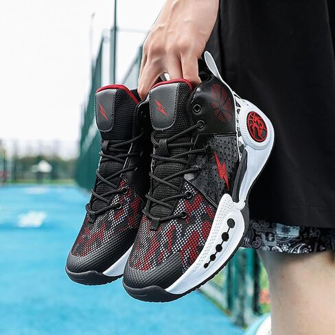 Kids Basketball Shoes Boys Girls High Top Sneakers Comfy Breathable Outdoor Cushioning Athletic Shoes for Training Running in Kuwait