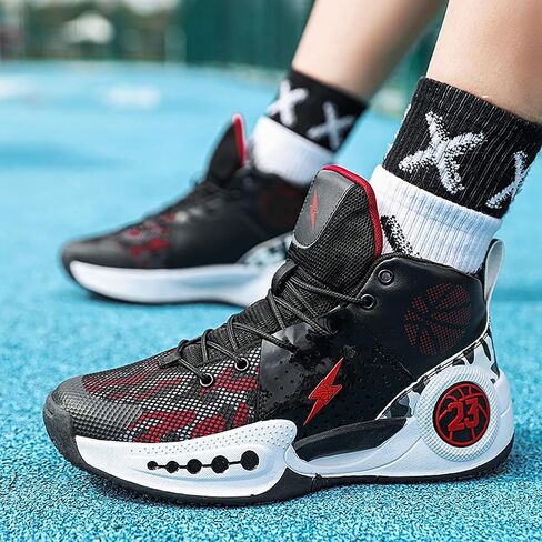 Kids Basketball Shoes Boys Girls High Top Sneakers Comfy Breathable Outdoor Cushioning Athletic Shoes for Training Running in Kuwait