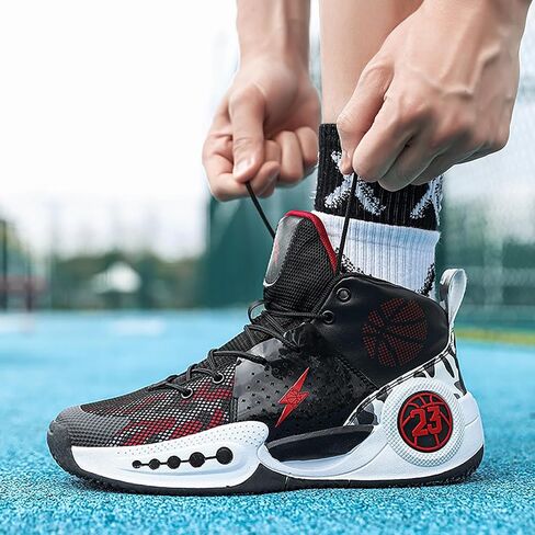 Kids Basketball Shoes Boys Girls High Top Sneakers Comfy Breathable Outdoor Cushioning Athletic Shoes for Training Running in Kuwait