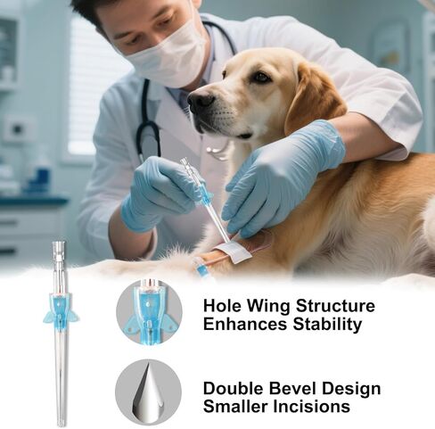 50PCS Veterinary Indwelling Needle,Veterinary IV Catheter,Disposable Veterinary Intravenous Catheters,Veterinary Instruments for All Sizes of Animals(22G) in Kuwait