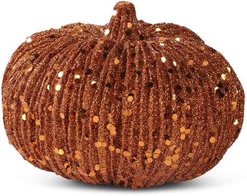 K&K Interiors 40610C-OR 8 Inch Orange Glitter Pumpkin, 8 in Kuwait