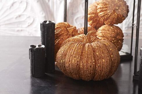 K&K Interiors 40610C-OR 8 Inch Orange Glitter Pumpkin, 8 in Kuwait